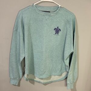 Simply Southern Aqua Sweatshirt with Turtle Emblem